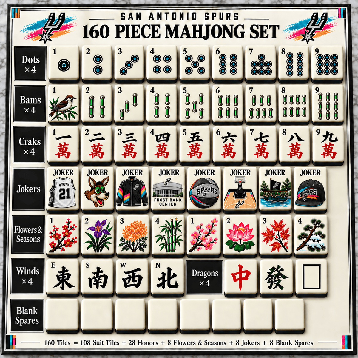 Premium SAS Mahjong Tiles Set TTMH