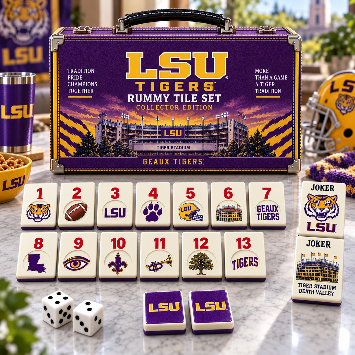 LSU Premium Rummy Tile Set TTNL
