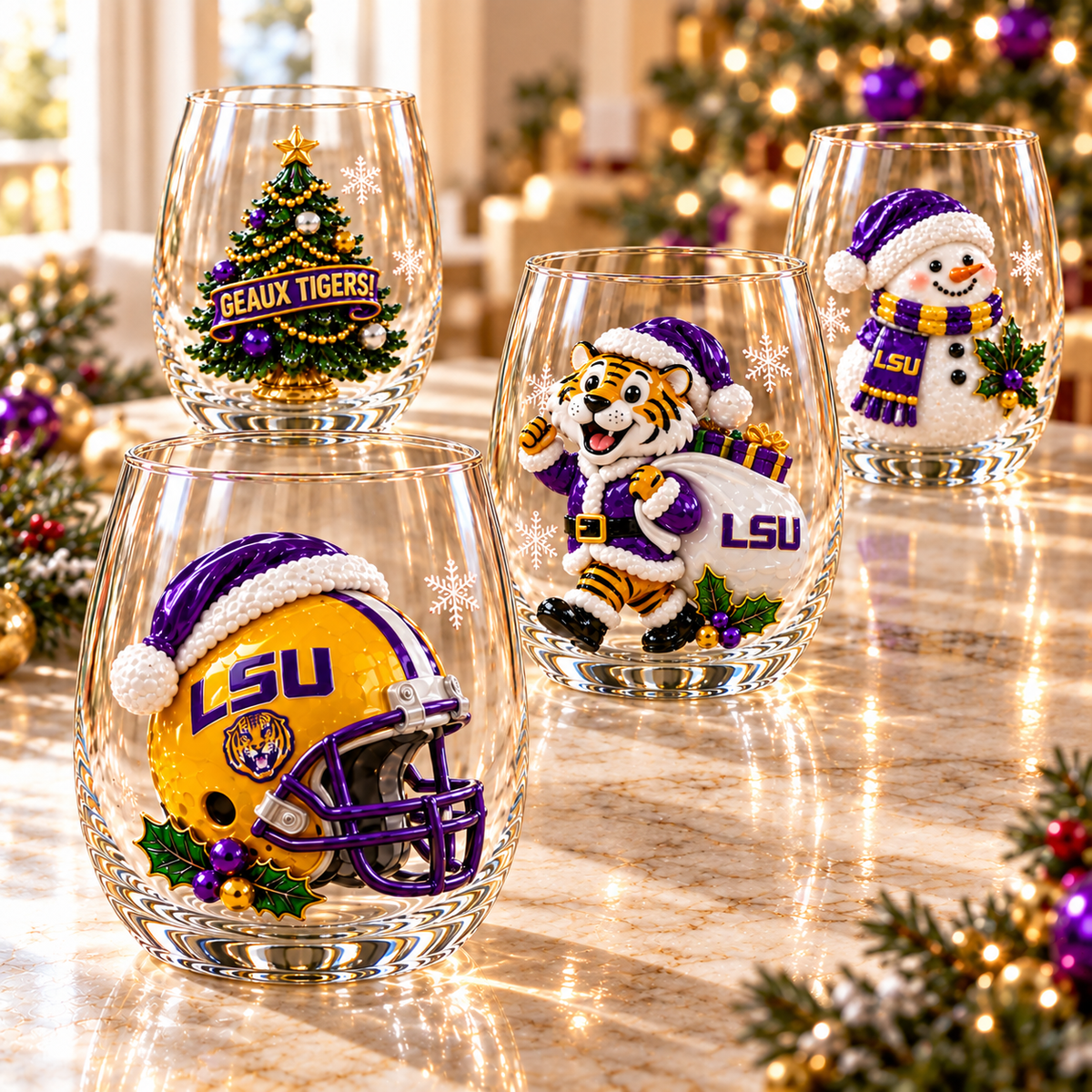 Premium LSU Wine Glass Cup TMH