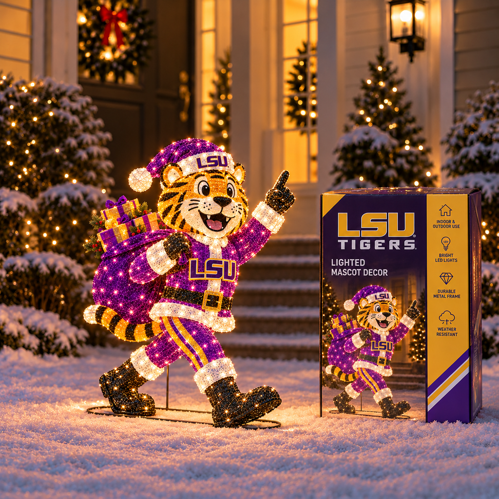 LSU Premium Lighted Christmas Mascot Decoration BMD