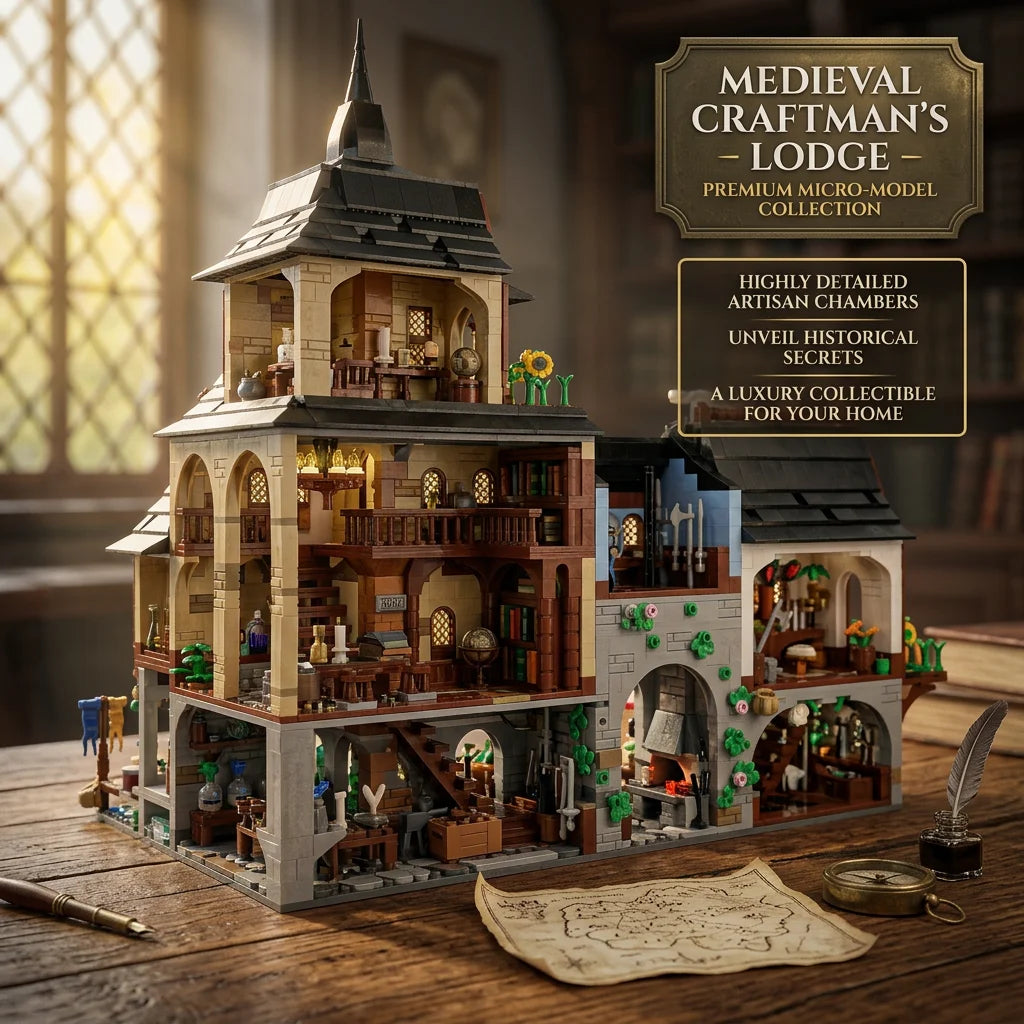 Medieval Town Modular Building Blocks Set - 3857PCS European Half-Timbered Construction Bricks Model Kit, Intricate DIY Assembly with Archway & Street Market Details Toys for Adults, Ideal Birthday Holiday Gift Home Decoration Ornament Collection Display